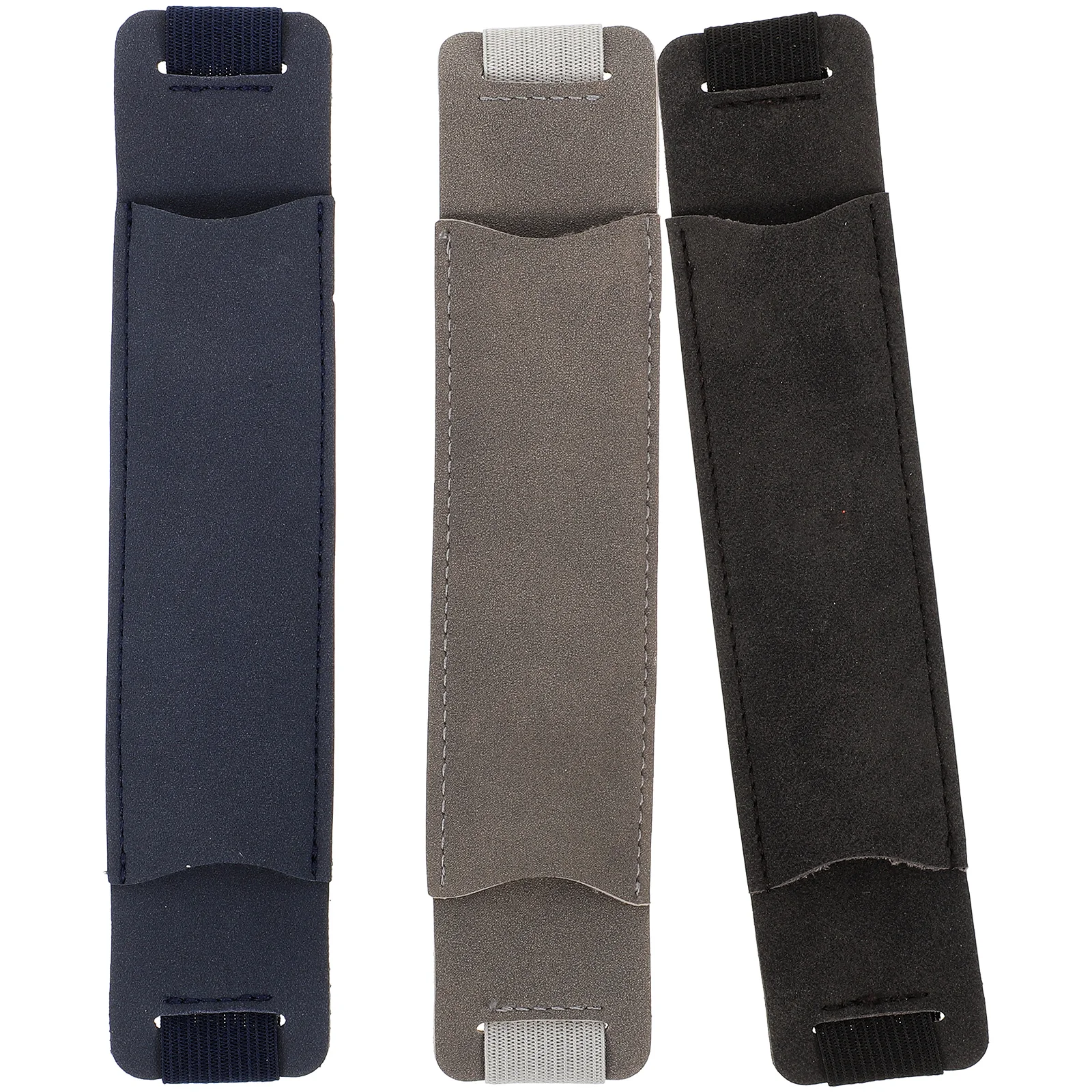 

3pcs Pen Bag Set Retro PU Elastic Band Holder for Notebook Journal Travel Fountain Pen Case Black Gray Dark Blue