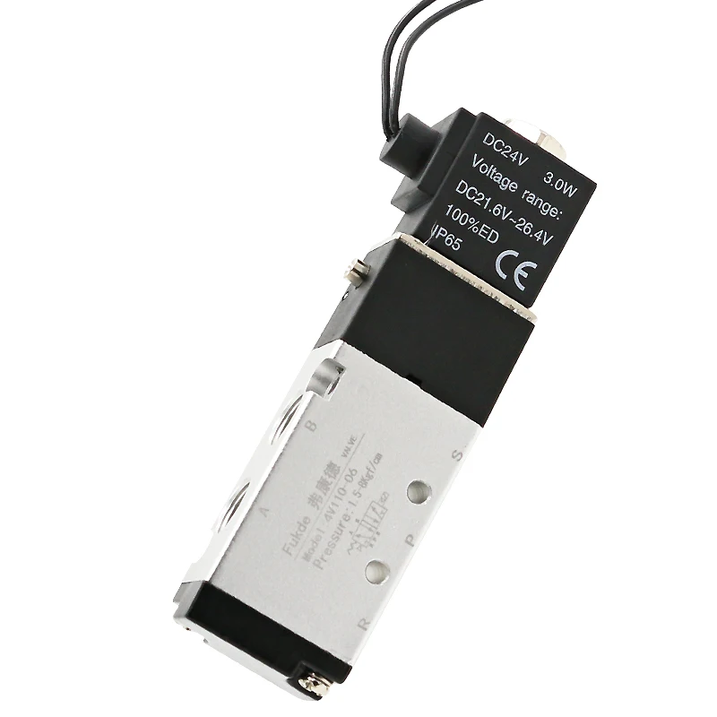 

Пневматический электромагнитный клапан 4В110-06, двухпозиционный, пятиходовой, 24В, цилиндр, реверсивный электрический клапан