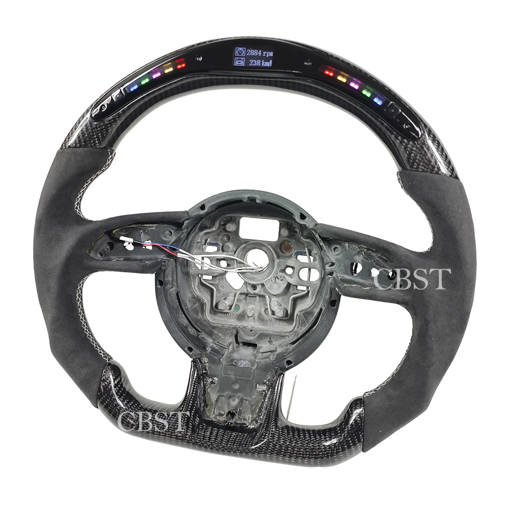 LED RPM Carbon Fiber Steering Wheel Fit For Audi C7 Platform 2012-2018  A1 A6 A7 S6 S7 S8  Plug Play  Direct Fit Leather