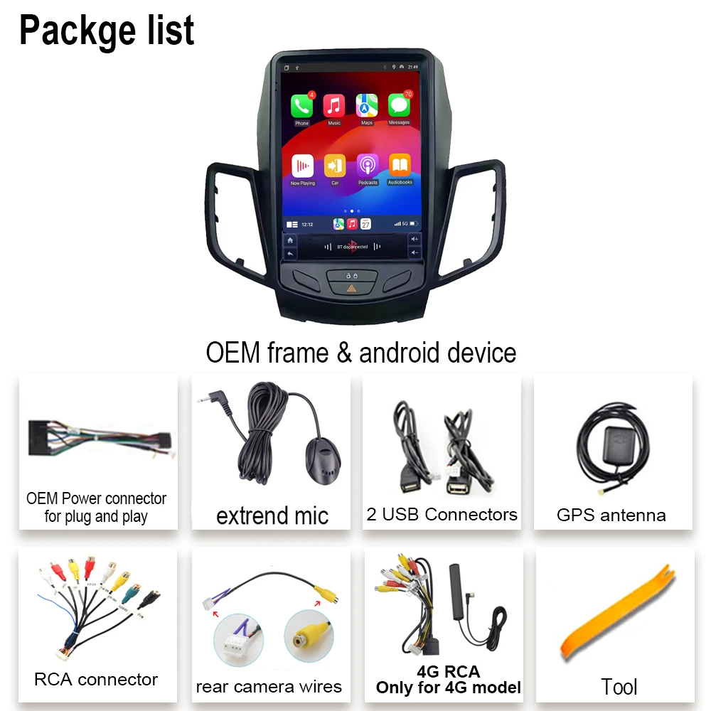 Android da 9.7 pollici per Ford Fiesta MK7 2009 - 2016 Autoradio Lettore multimediale Schermo di navigazione Unità principale Multimedia GPS per auto