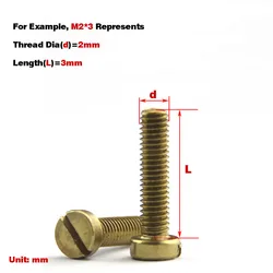 Brass Flat Head Slotted Screw  M2-M6