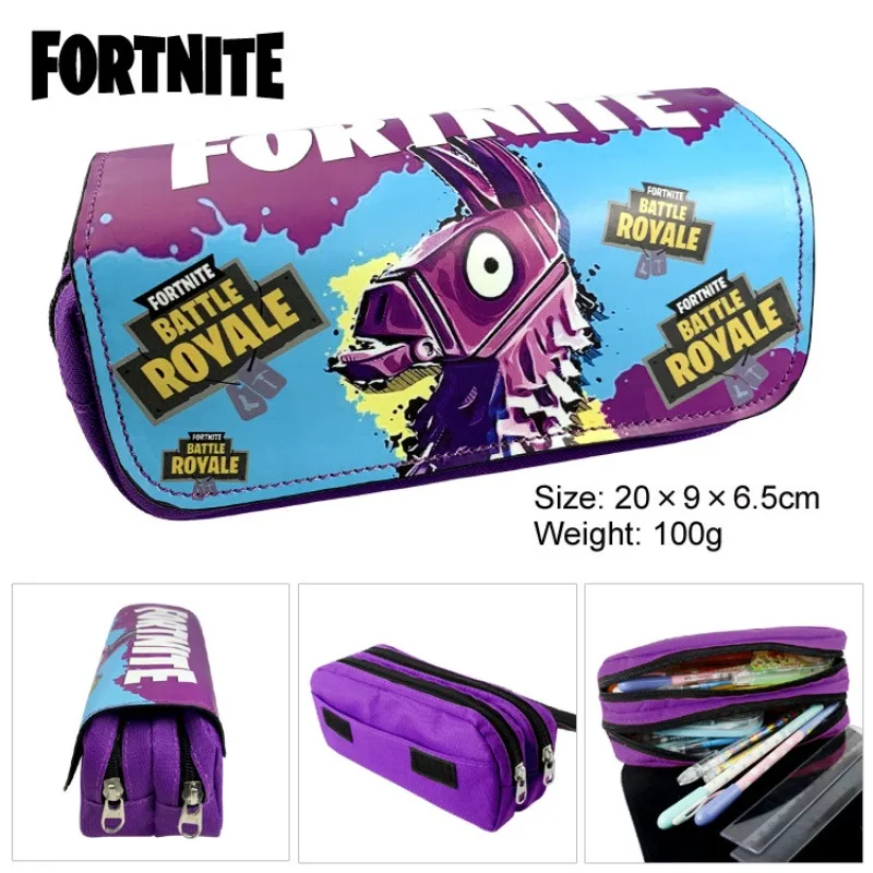 Estuche de lápices Fortnite, estuche de lápices Kawaii de lona de Anime, estuche de bolígrafo de juego de papelería, estuche de lápices escolar de doble capa de dibujos animados bonitos, regalo