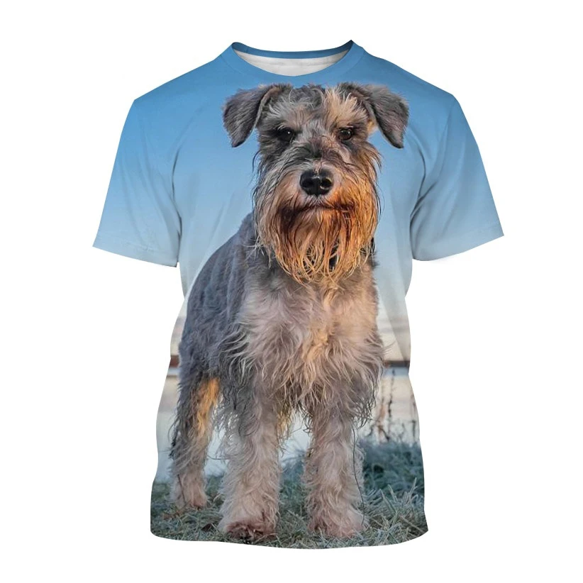 Animal Schnauzer Puppy 3D Print T-shirt Summer Men Woman Casual Cute Dog T Shirts Streetwear Kids Harajuku Tees Top Man Clothing