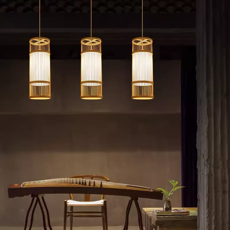 Bamboo chandelier tea house hotel art bed breakfast tea room decoration wabi-sandy wind Chines lamp luminaria pendant lights