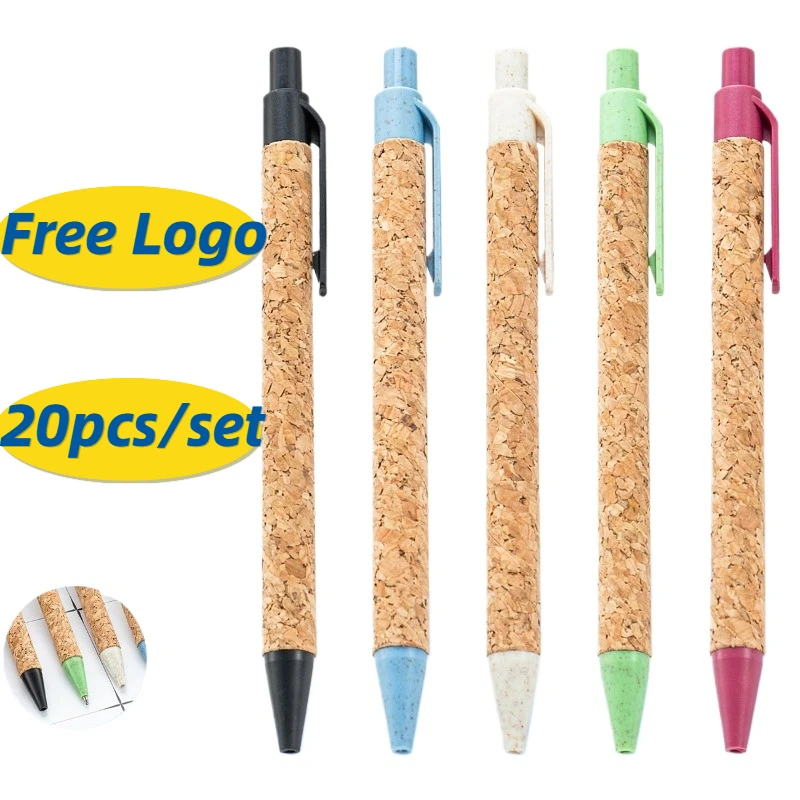 

20pcs Wood Grain Plastic Pens Wheat Straw Ballpoint Pen Wholesale Gifts Promotional Pens Advertising Ballpoint Pen Free Logo