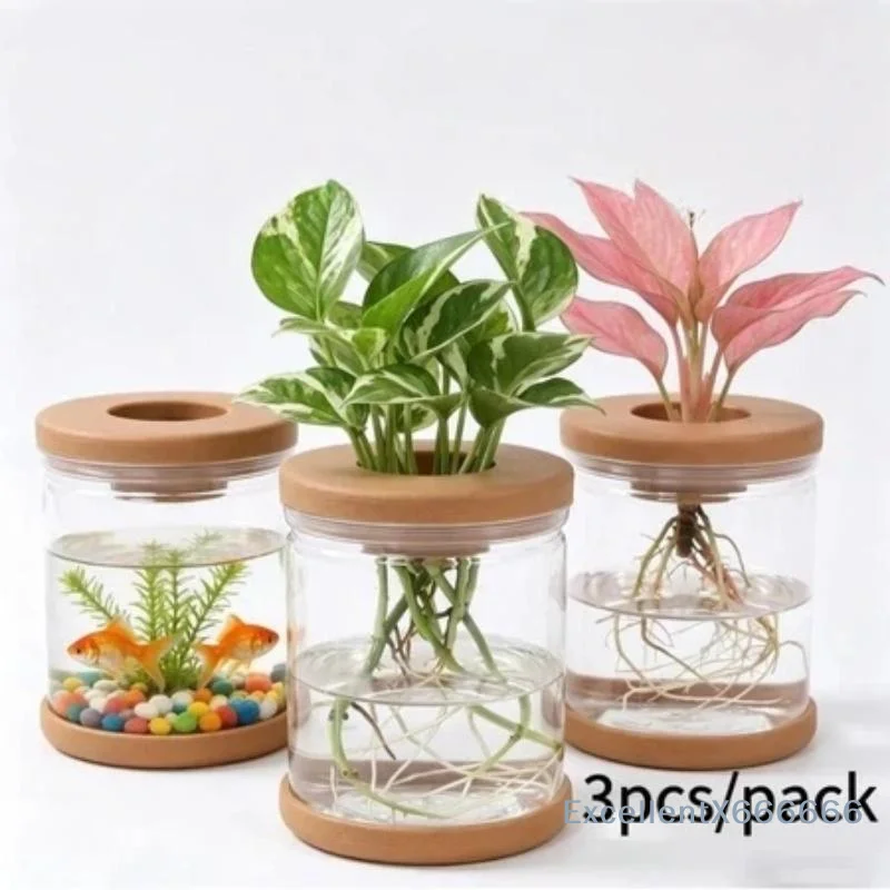 Nordic Plastic Hydroponic Vase Automatic Water Absorption Plant Pot Plastic Propagation Pot Desktop