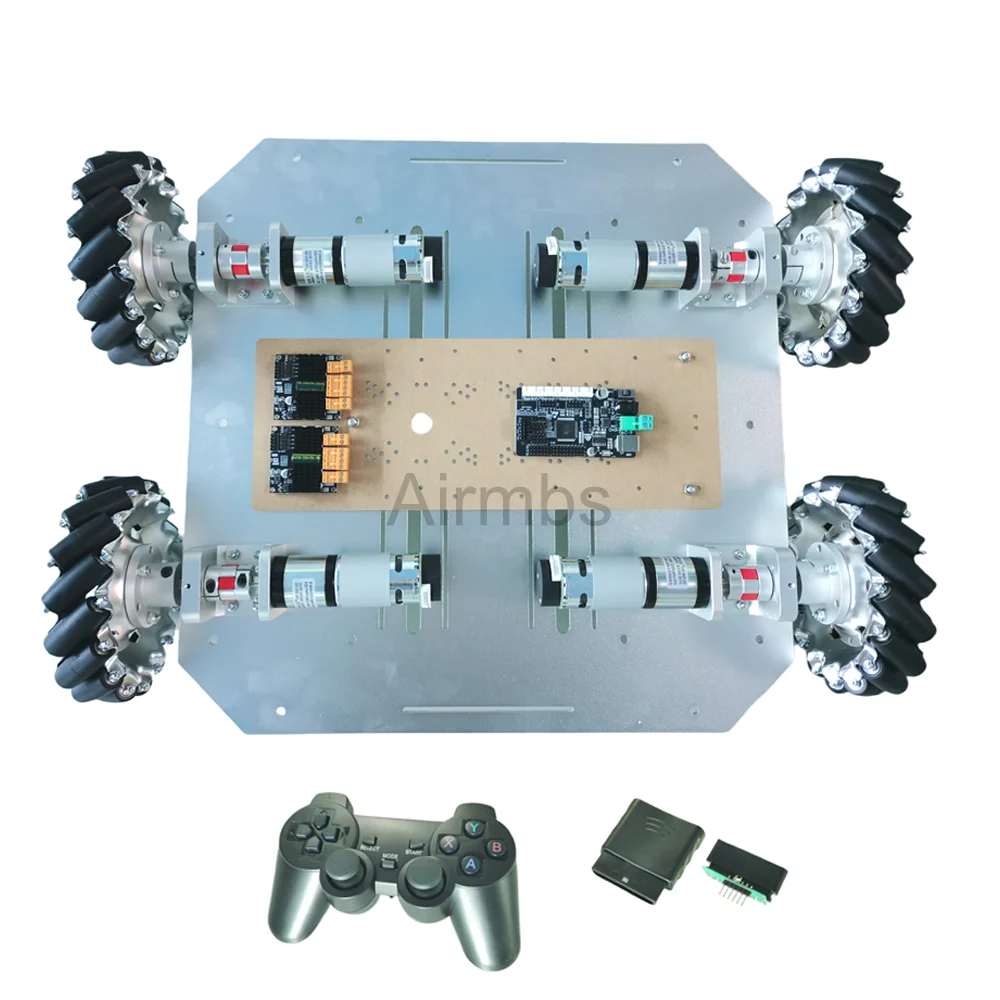 PS2 Control 80KG Load 4WD Mecanum Wheel Robot Car for Arduino Mega2560 with DC 24V Encoder Motor Speed Control ROS Platform