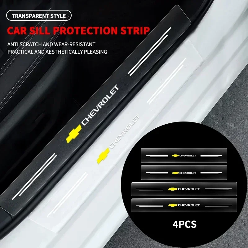 

4 шт., защитная наклейка на порог автомобиля, прозрачная декоративная наклейка для Chevrolet Trax Cruze Malibu Camaro Cavalier Equinox Orlando
