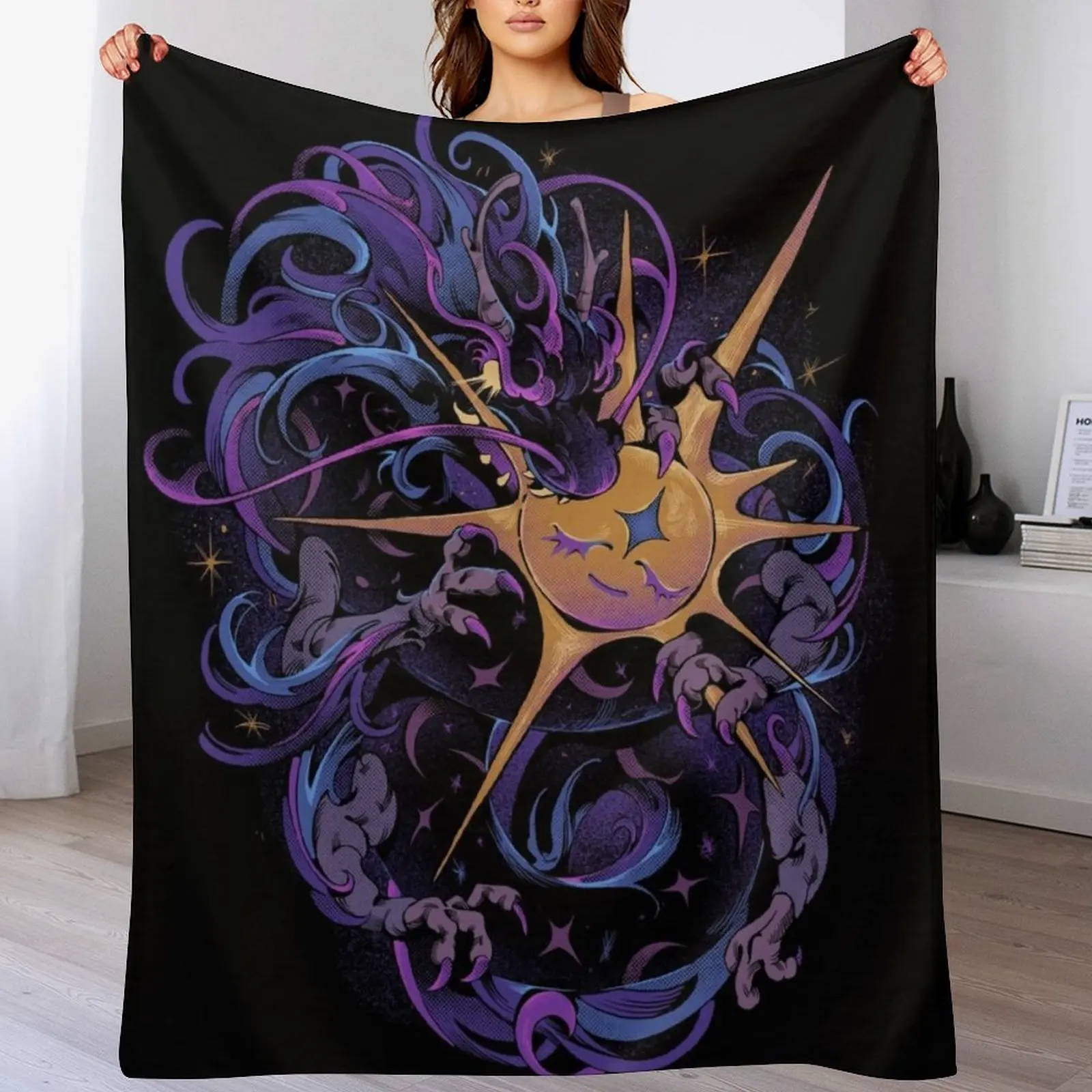 

Eclipse Dragon Throw Blanket Long Lasting Soft Plush Blanket for Daily Use
