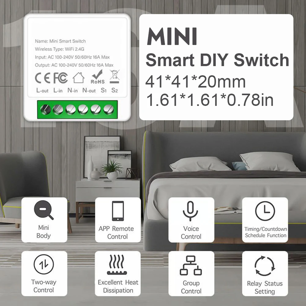 Công tắc thông minh AC110V 220V điều khiển từ xa không dây Wifi ứng dụng di động cho tuya Alexa Google Assistant Smart Home