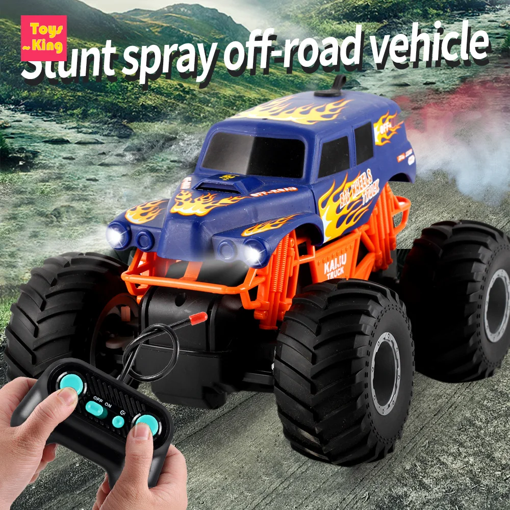 

1/16 Remote Control Spray Off-Road Car With Lights 4CH Climbing Mountain Vehicle Elastic Leather Truck School Bus Kids Toys