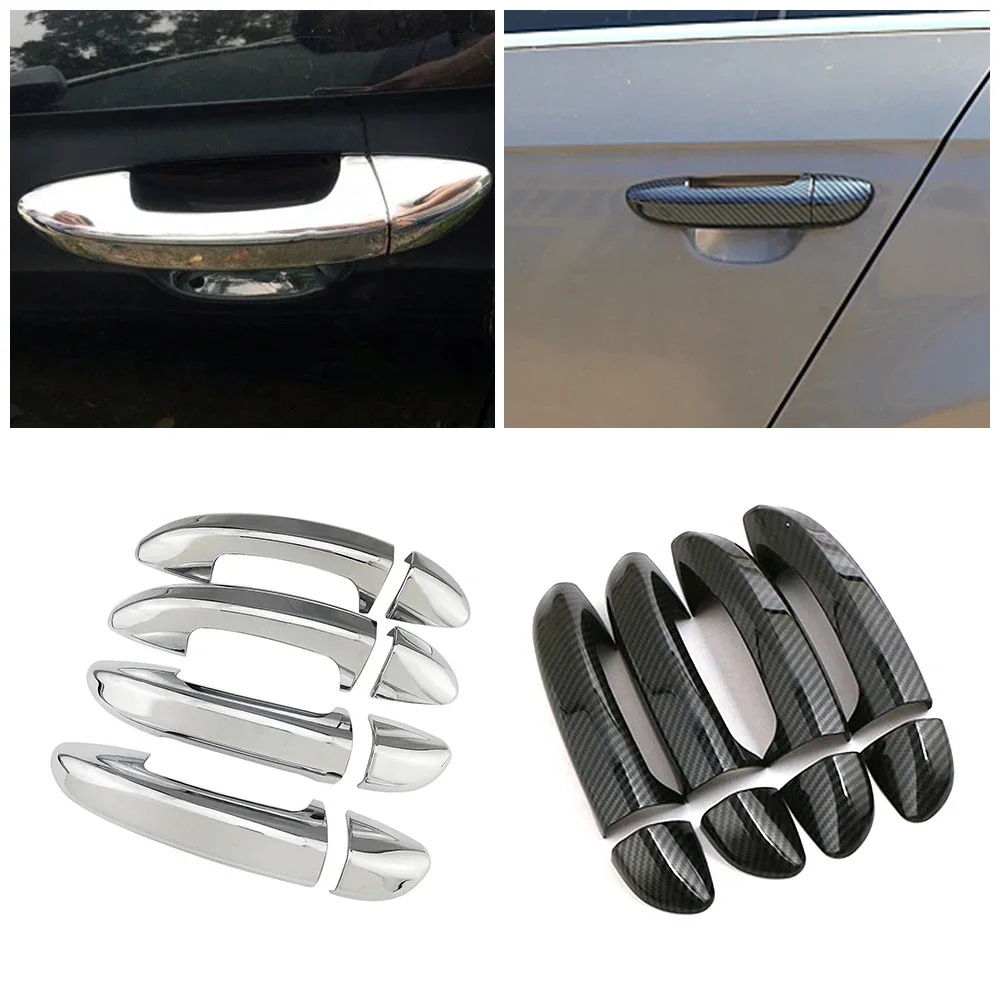 For Volkswagen VW Passat B6 B7 2005-2015 Carbon Fiber Refit Chrome Door Handle Cover Trim Protection Sticker Car Styling