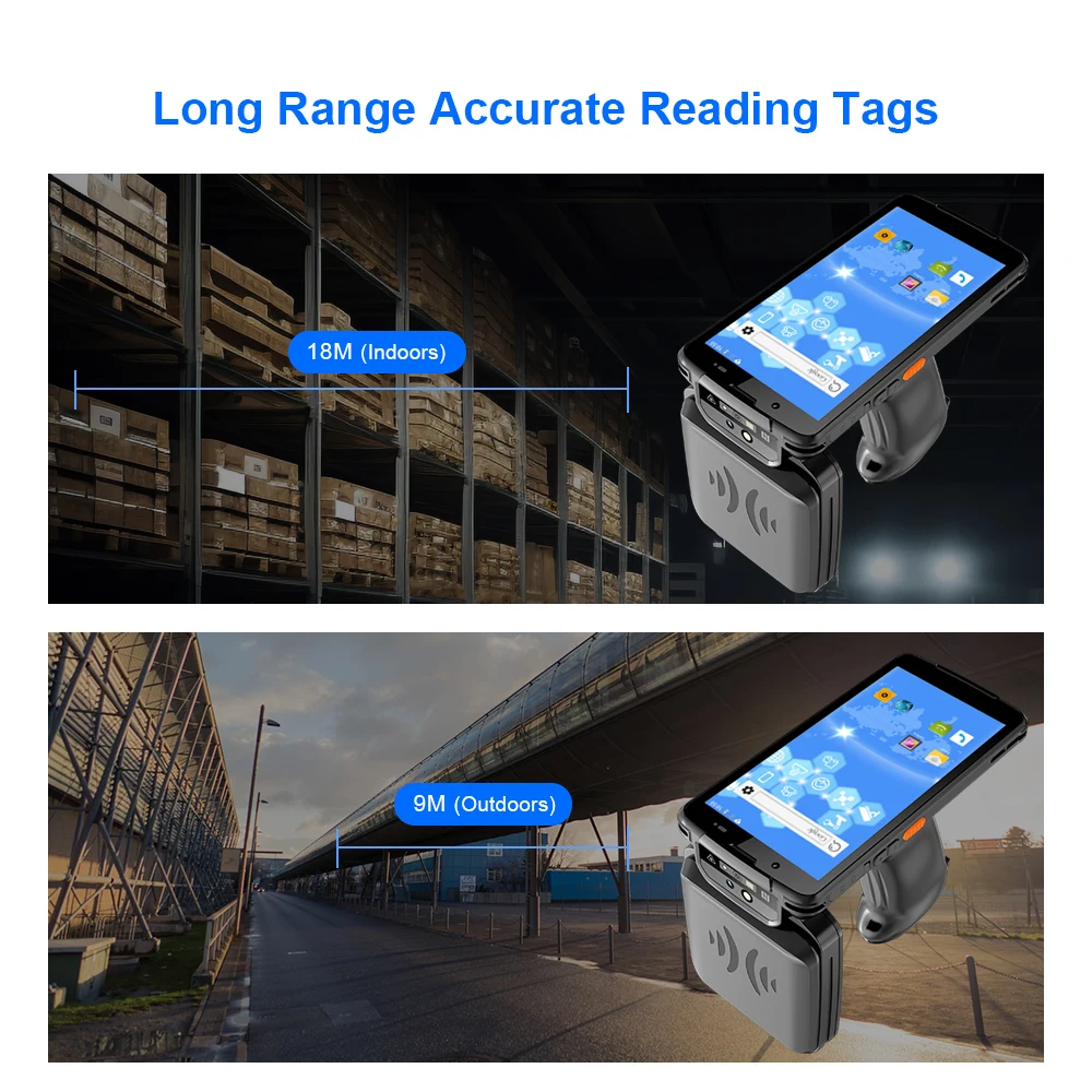 Scanmax SM55RT Android 11 lector RFID portátil de largo alcance UHF NFC huella digital escaneo 2D BT WiFi Control de acceso lectores de tarjetas