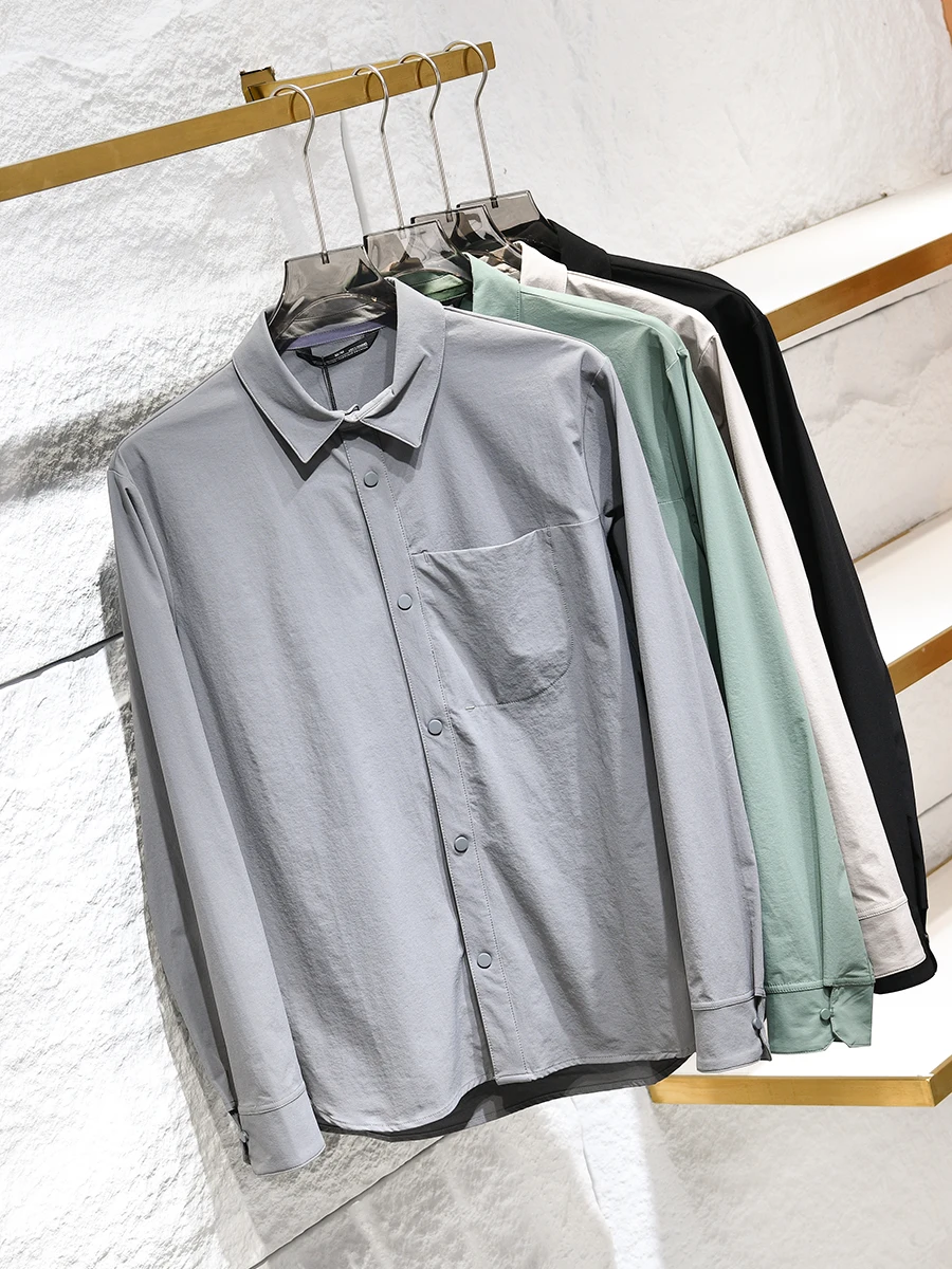 

Outdoor High-end Line Men's Long Sleeve Casual Shirt Quick-drying Breathable Fashionable Autumn Wear Standard Fit Urban Style