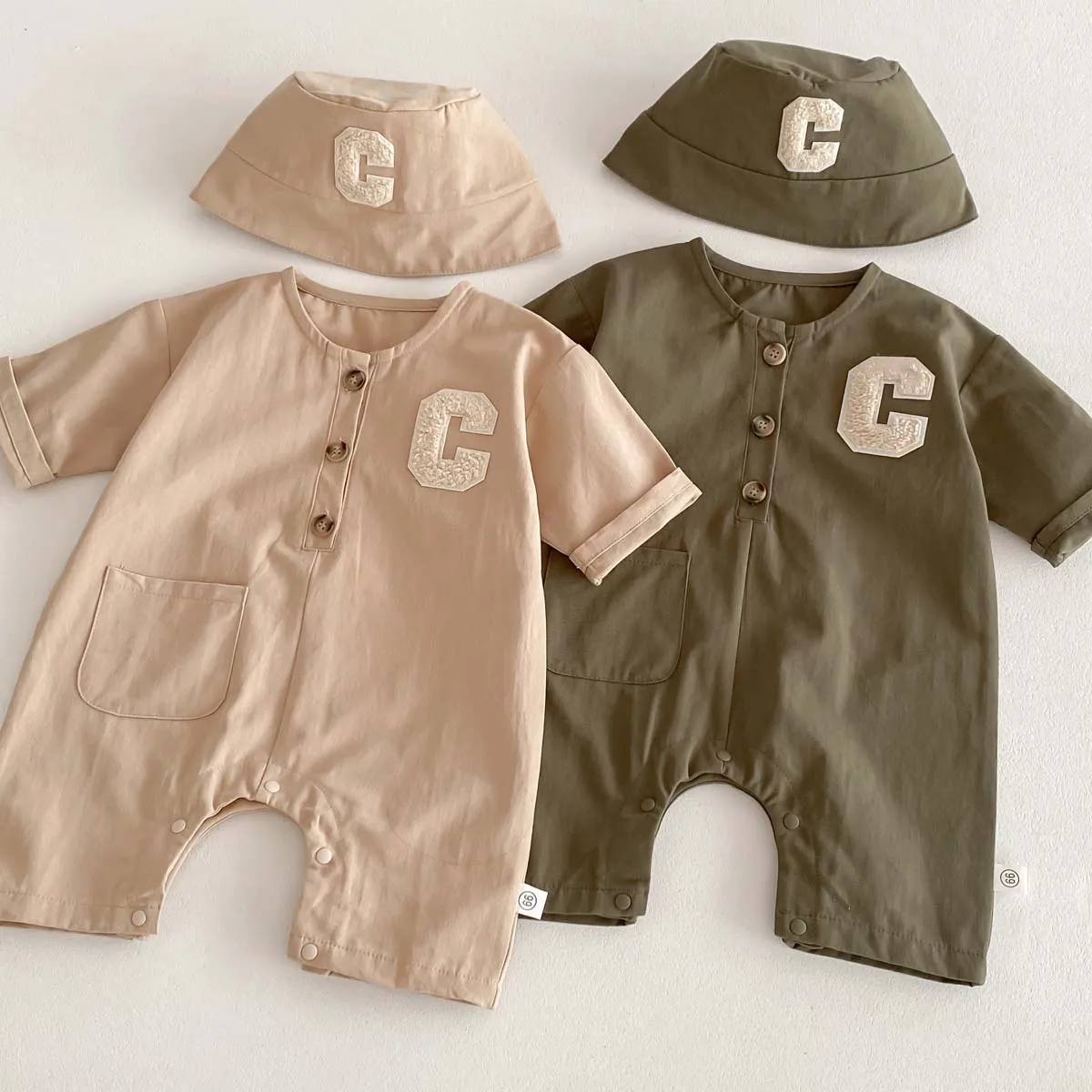 Korean Fashion Newborn Bodysuit Baby Jumpsuit Boy Girl Autumn Frock Style 3/4 Sleeves Simplicity Infant Romper 0-2yrs