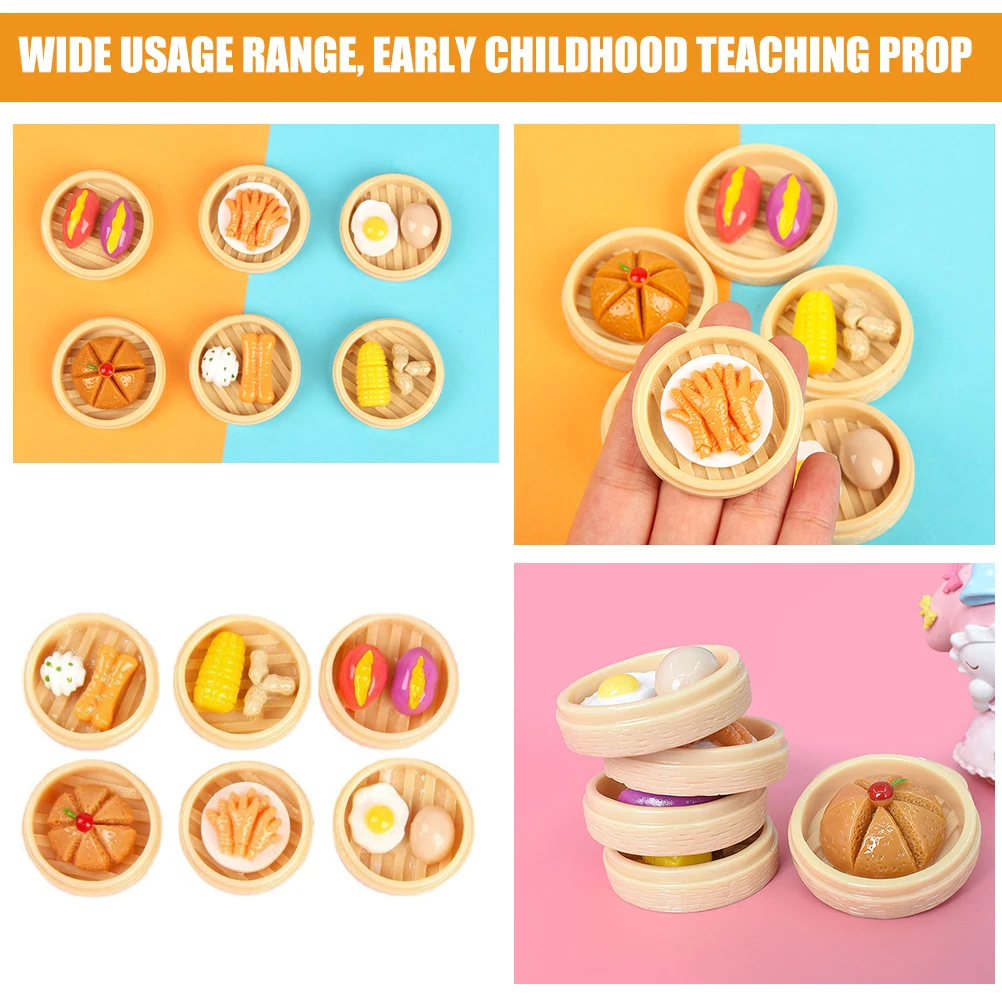 

6pcs Mini Steamed Food Craft Realistic Simulation Dessert Props For Photography Film Decor Kids Teaching Aids Chinese Style Play