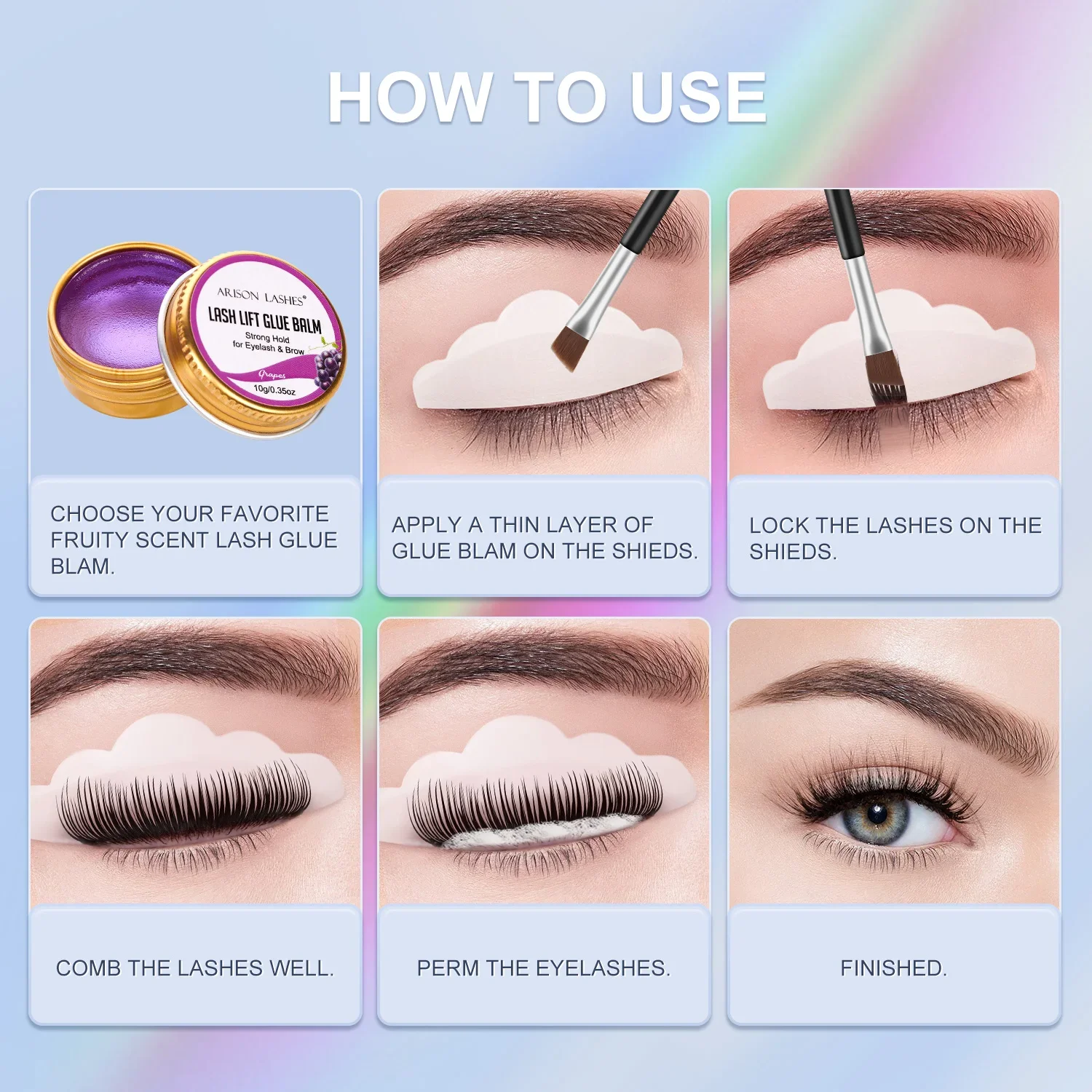 ARISON 10g Korea Eyelash Glue for Lash Lifting Eyebrow Fixed Wax Non Irritation Strong Fixer Vegan Quick Drying with Small Brush