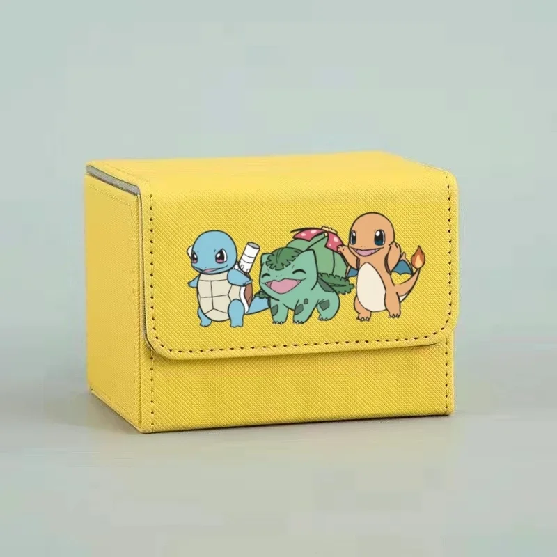 Pokemon PTCG Charmander Bulbasaur Squirtle Self Made Leather Storage Card Box Anime Classics Game Collection Cards Toy Gift