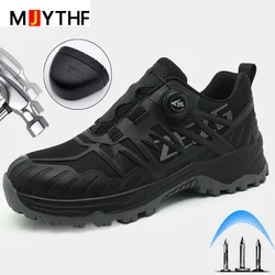 New Rotating button Protection Shoes for Men anti smashing anti piercing Work shoes breathable Wear-resistant Safety Shoes Men