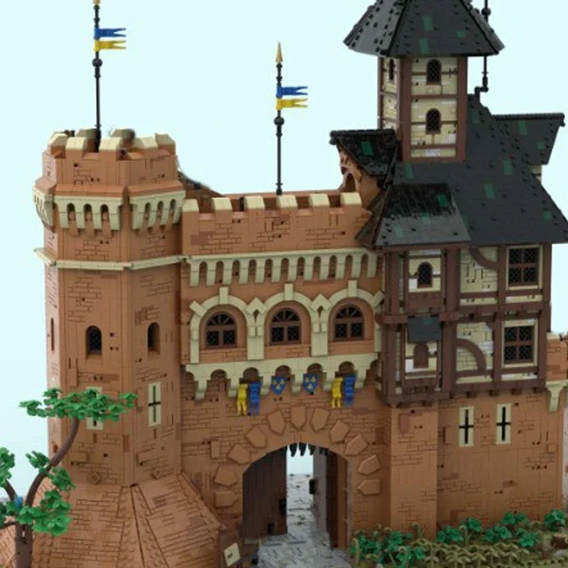 16164 ชิ้น MOC DIY ชุดตัวต่อแบบประกอบเองเพื่อการศึกษา - ประตูเมือง, ของเล่นปราสาทเสริมสร้างทักษะและความสนุกสำหรับเป็นของขวัญวันเกิด