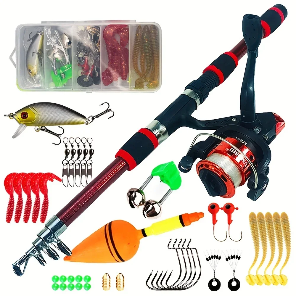 

41PCS Fishing Rod and Reel Combo Set Telescopic Fishing Pole with Spinning Reels Rod Bait Kit Gear for Saltwater Freshwater