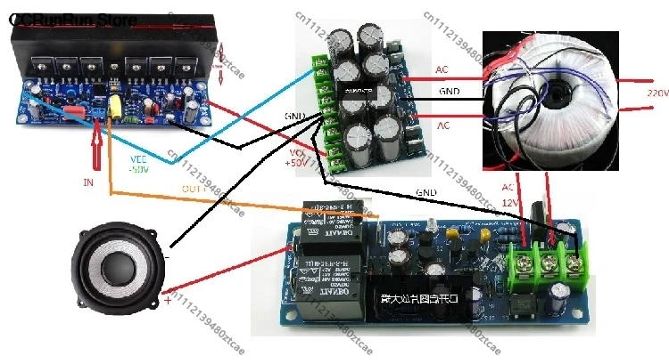 Class AB Mono Power Amplifier Board, DC ±45V 200W 8Ω, ±60V 400W 4Ω, IRFP250 MOSFET Audio Amplifier Finished Module