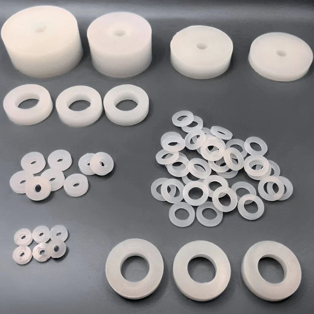 10Pcs White Silicone Washer M2~M6 Sealing Ring Waterproof Flat Gasket High-temperature Resistant Sealing Gasket Shock-Absorbing