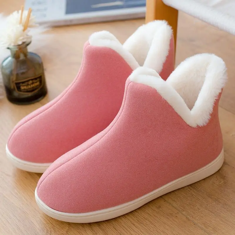 Men 2022 Spring Winter Warm Ankle Boots Indoor Plush Slipper Boots Cozy Home Furry Loafers Unisex Women Shoes