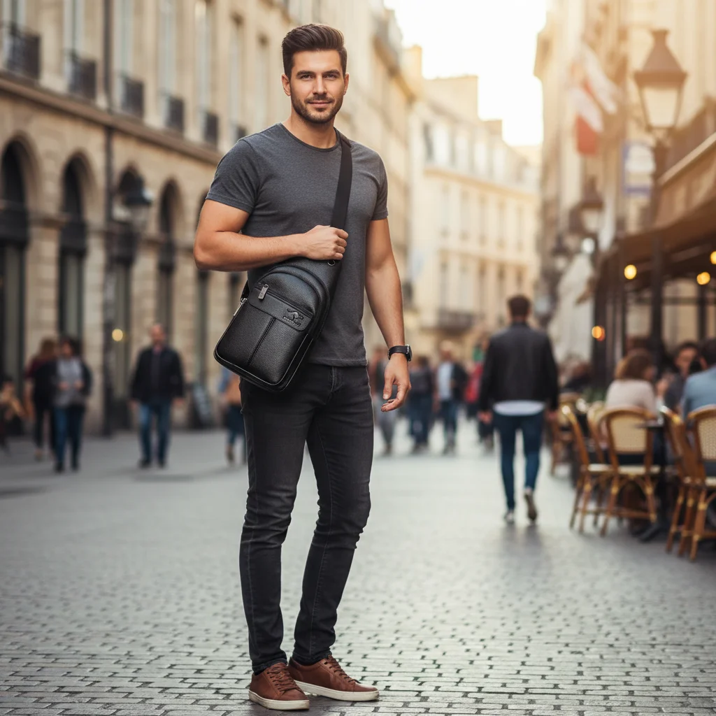 

Men Chest Bag Crossbody Design Waterproof Fabric For Daily Commute Travel