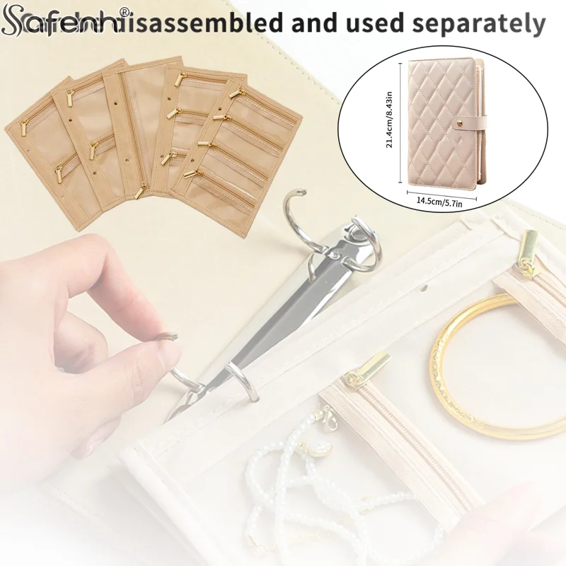 

1PC PU Leather Jewelry Storage Book Zipper Clear Pockets Jewelry Packaging Box Necklace Binder Storage Display Product For Women