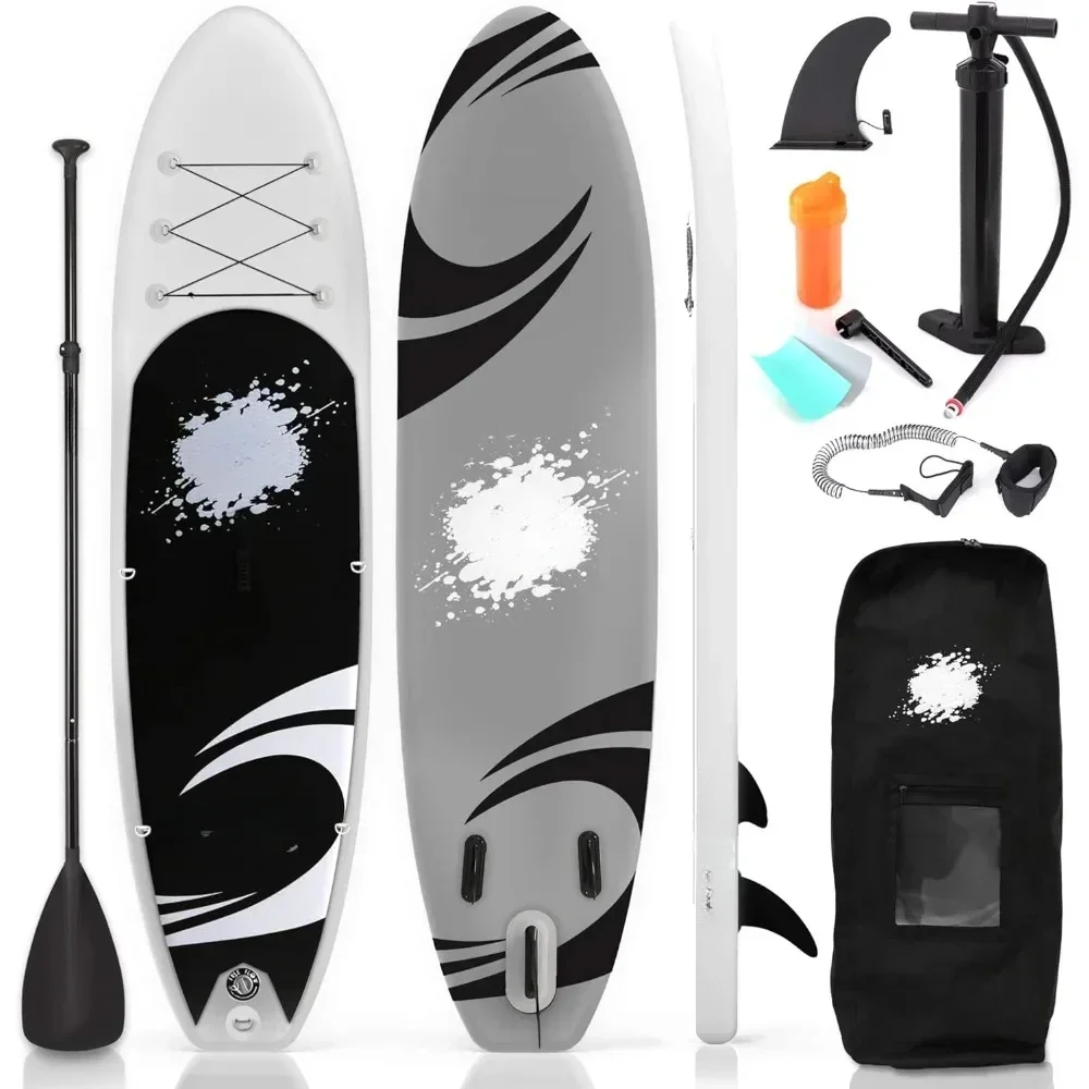 

Inflatable Stand Up Paddle Board (6 Inches Thick) With Premium SUP Accessories & Carry Bag | Wide Stance Surfboard Surf Control