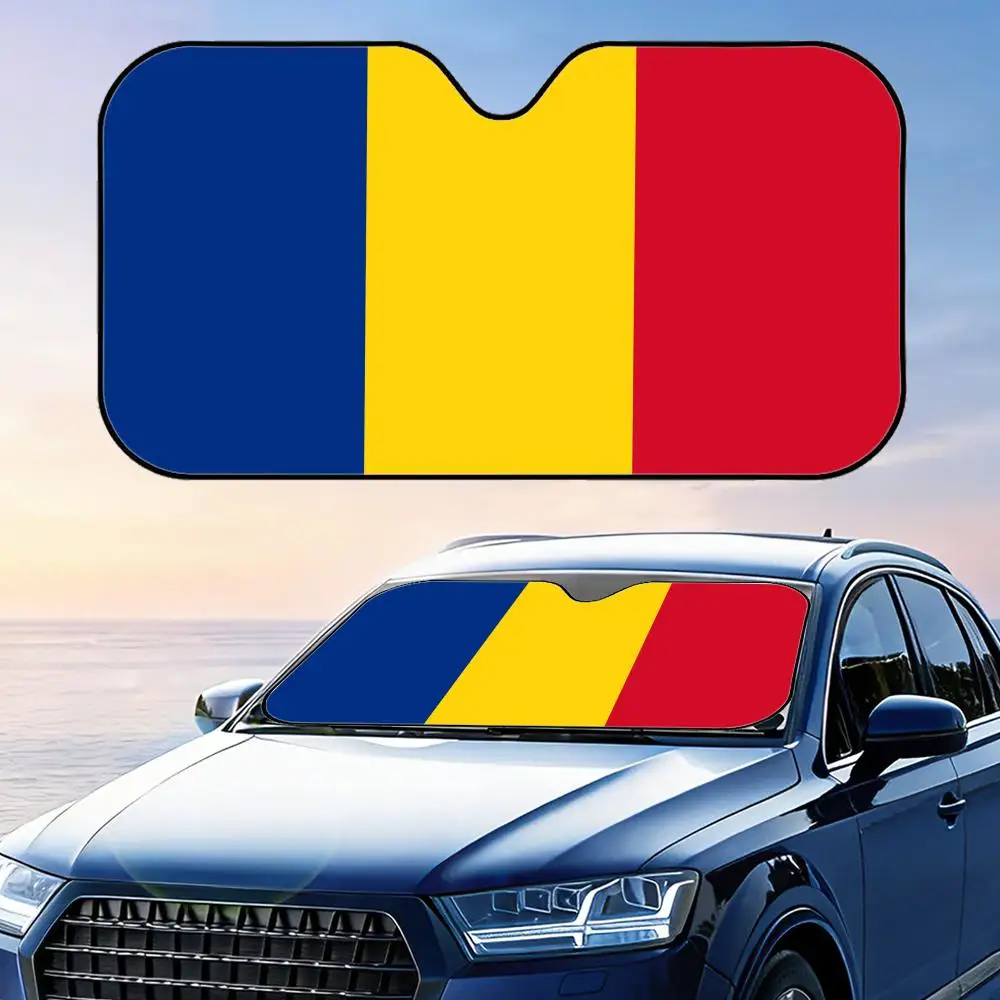 

Солнцезащитный козырек с флагом Румынии, многоразовый, из алюминиевой фольги, с защитой от УФ-излучения, трехслойная теплоизоляция, солнцезащитный экран для лобового стекла