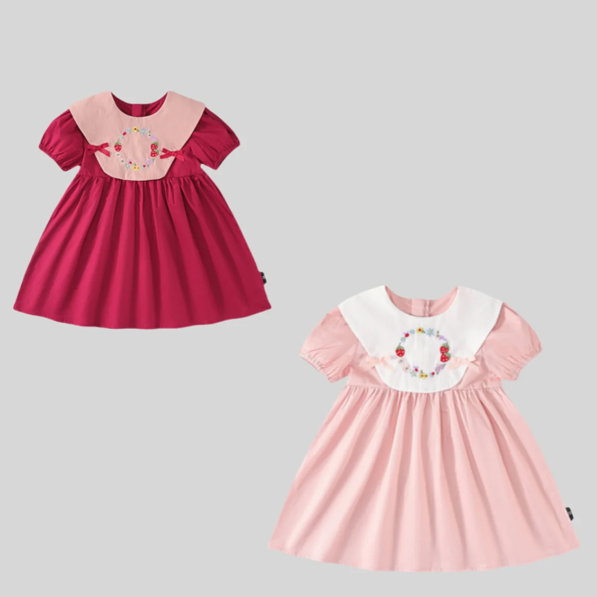 

2025 Summer Thin Comfortable Girls’ French Vintage Floral Embroidery Puff Sleeve Pure Cotton Princess Dress