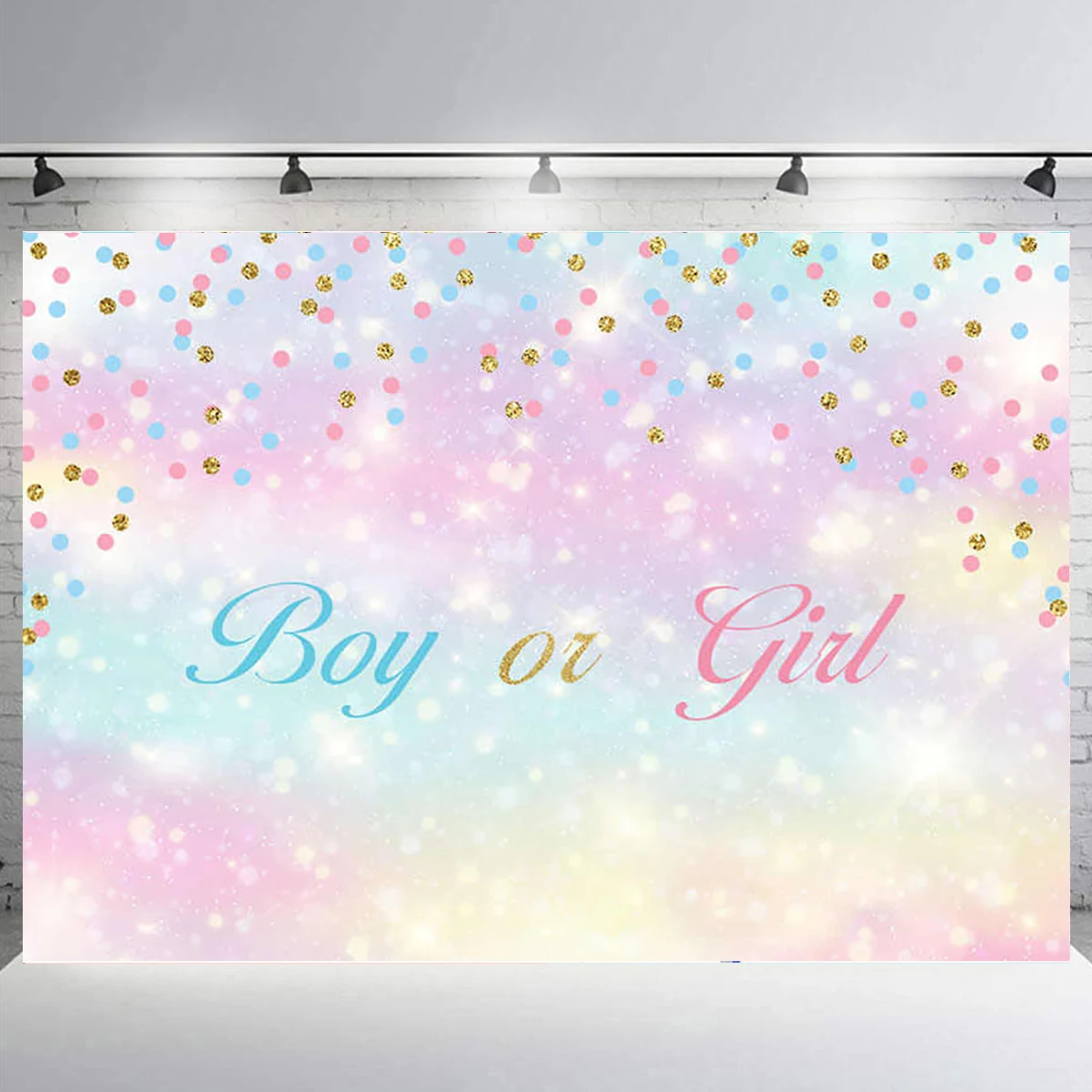 Boy or girl gender reveal backdrop colorful cycle baby shower party decoration boy or girl gender reveal supplies