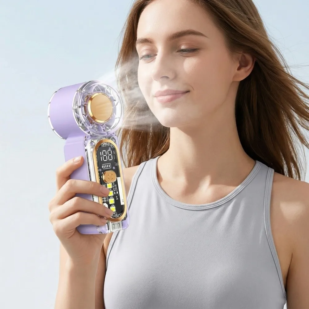 100 Gear Adjuatable Handheld Fan USB Rechargeable High Speed Mini Cooling Fan LED Digital Display Strong Wind Electric Fan