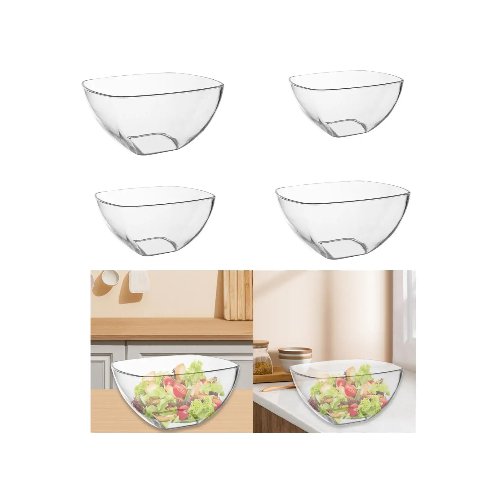 Salad Bowl Transparent Acrylic Dessert Bowl Buffet Container Dishware Bowl for