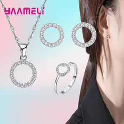 Top Sale Fine 925 Sterling Silver Jewelry Sets for Women Wedding Engagement Shiny Austrian Crystal Zircon Stones Inlay Paved