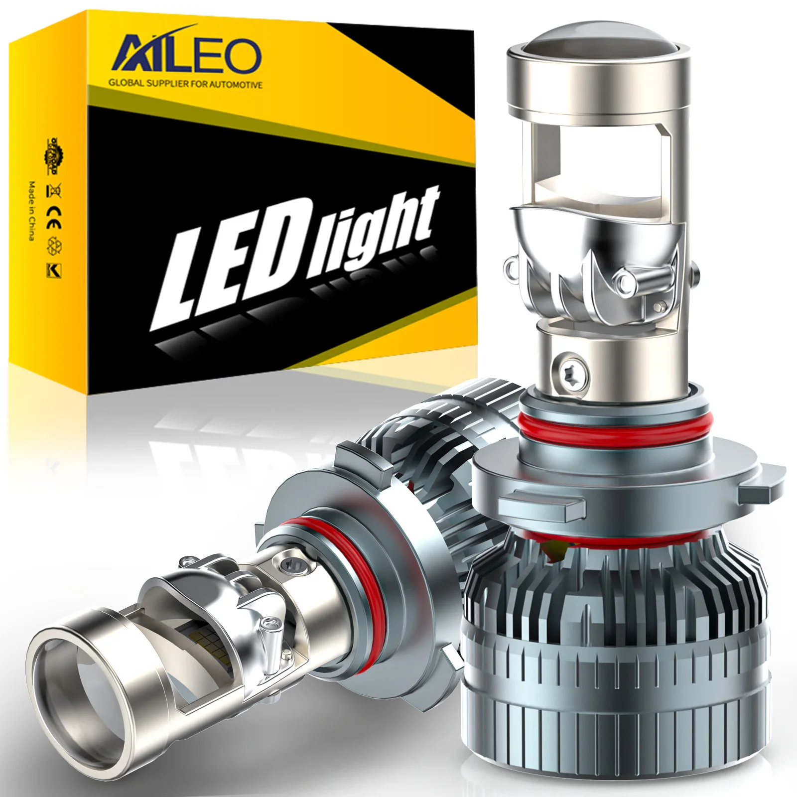 

AILEO Led Headlight Bulbs 9005/HB3 9006/HB4 Canbus With Mini Projector Lens For Car Motorcycle 6000K White Lamps High/Low Beam