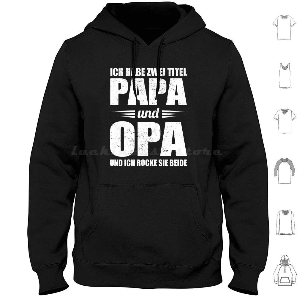 Herren Ich Habe Zwei Titel Spruch Geschenk Sudadera con capucha Algodón Manga larga Titel Spruch Vater Gro? Vater Papa Opa