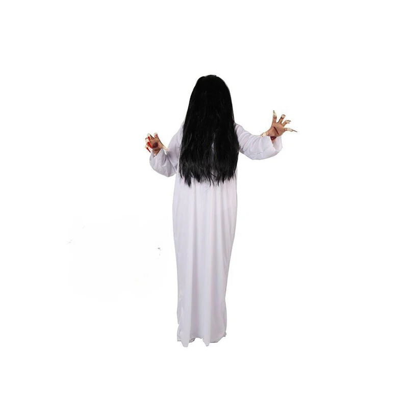 Trajes assustadores de Halloween com peruca para mulheres, branco, vestido grande, festa de máscaras, RedTerror, robe de noiva, vestido feminino