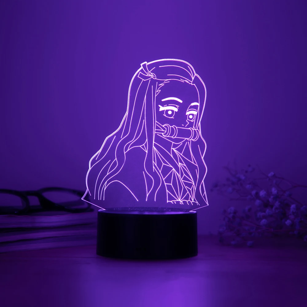 Kimetsu No Yaiba Nezuko Kamado Figure Led Night Light for Bedroom Decor Nightlight Kids Child Table 3d Lamp Demon Slayer Gift