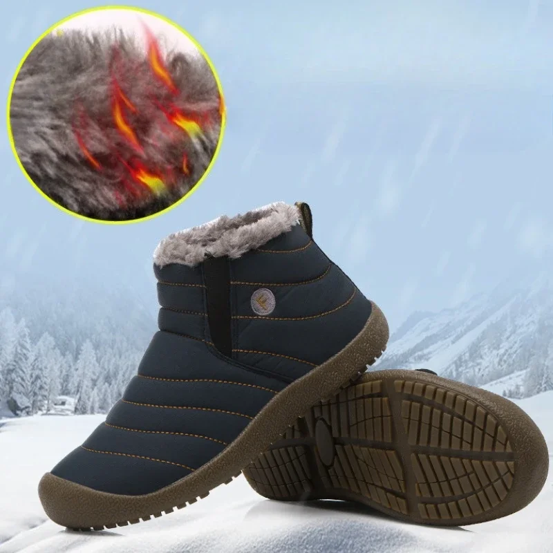

Men Winter Shoes Solid 3 Colors Men's Snow Boots Plush Inside Bottom Keep Warm Waterproof Ski Boots Plus Size 36 - 48