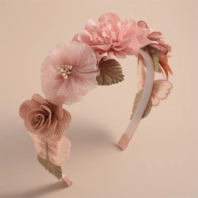 

Butterfly and Flower Crown Headband Korean Style Handmade for Girls Women Wedding Dance Party Hair Accessories