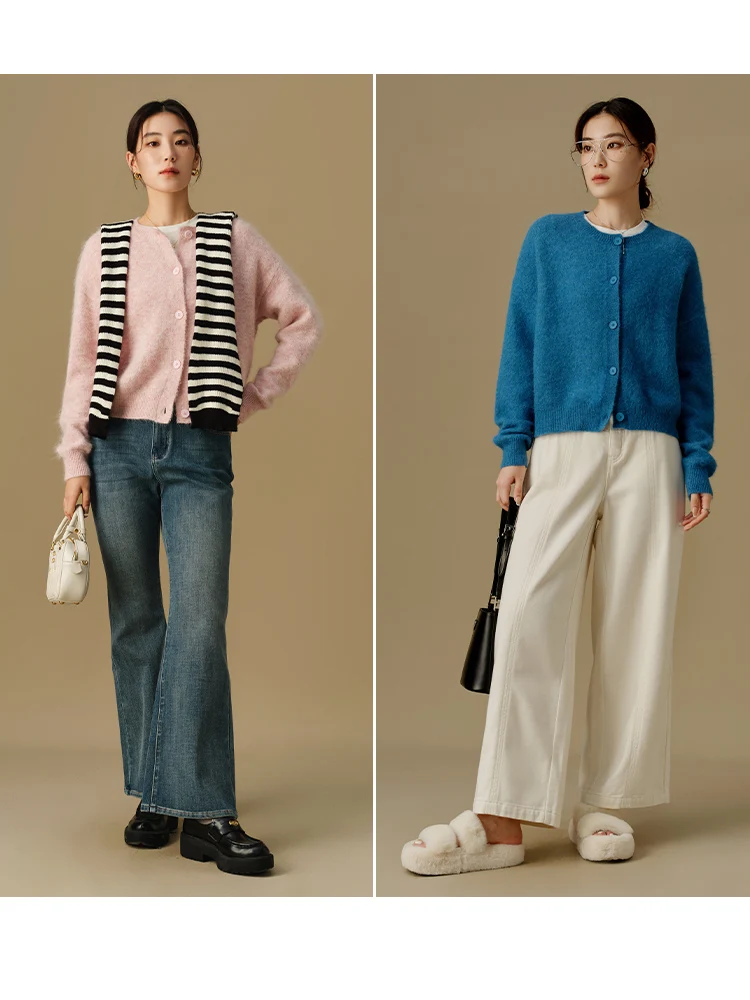 大きいサイズの女性のラウンドネック通勤ニットウェアカーディガンファッショナブルな多用途冬新着シングルピースニットジャケット