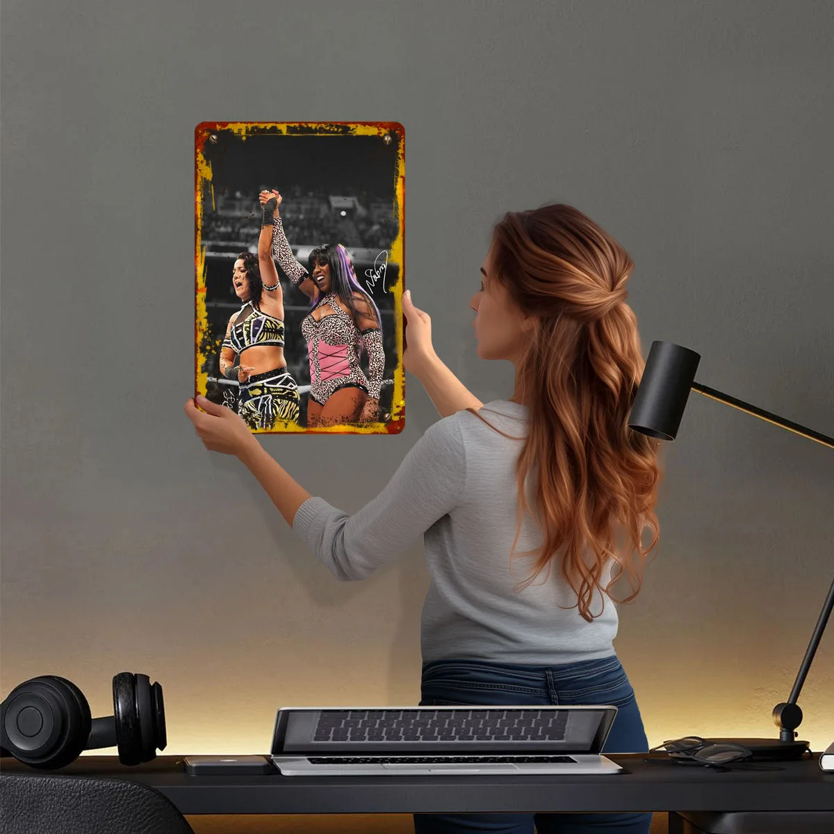 Bayley and Naomi علامات معدنية ملصق رياضي ديكور غرفة جمالية للرجال علامة صفيح مخصصة لتزيين جدران الفن ديكورات المنزل