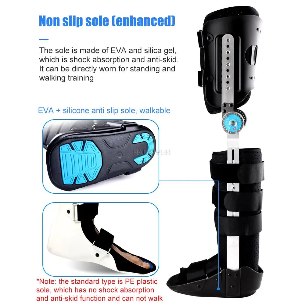 Knee Foot Support Brace Orthosis Joint Stabilizer, Adjustable Post Op Knee Full Leg Immobilizer Protector Splint