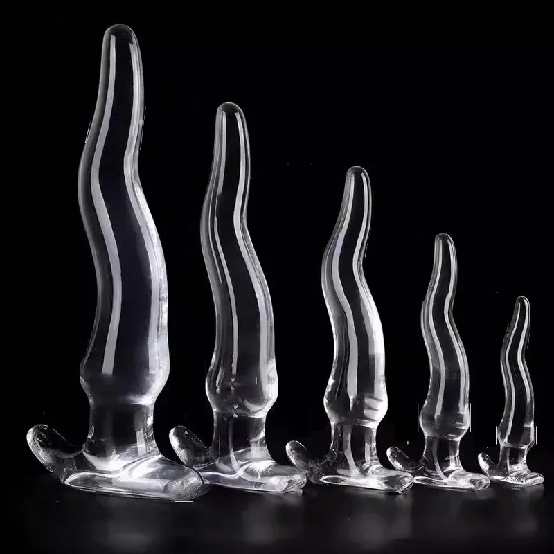False Dildo Transparent Curved Silicone Metal Anal Plug Safe Bottom G-spot Adult Sex Toy Male and Female Anal Plug Back Massager view 6