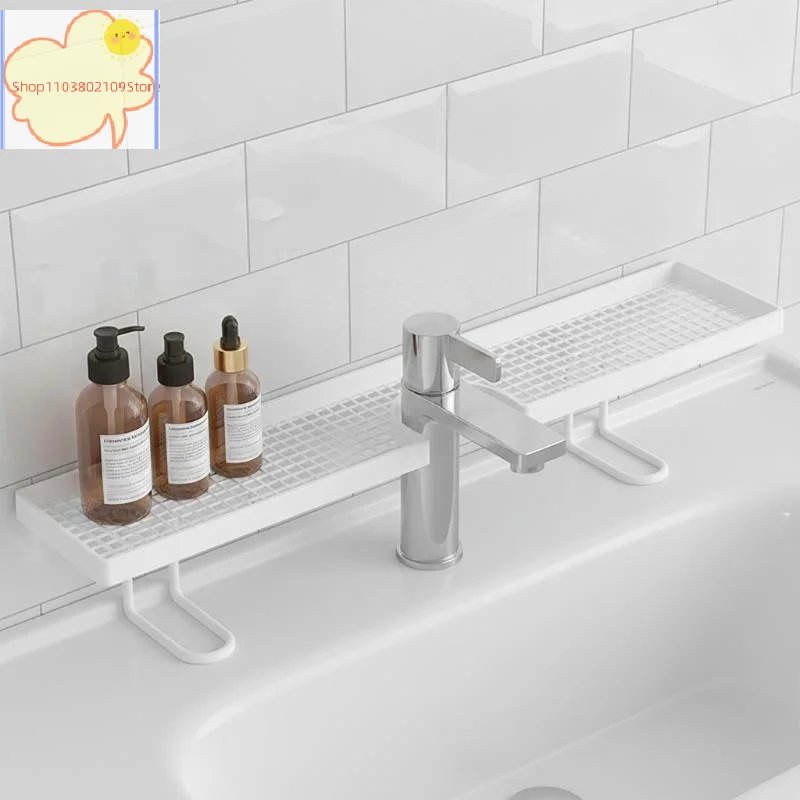 【HT】Over Sink Faucet Storage Shelf Modern Minimalist Design Large Capacity Hollow Drain Rack for Home Bathroom Decor