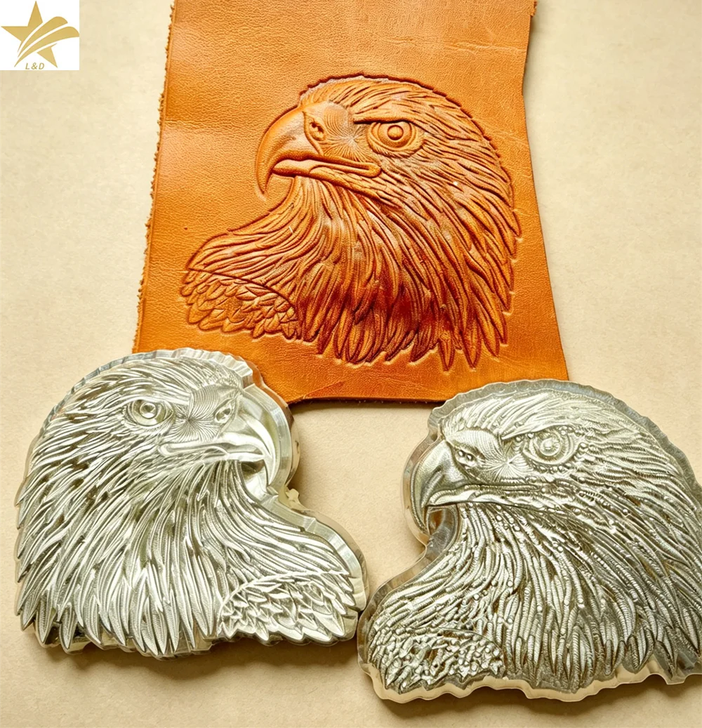 

2Pcs 3D Eagle Head Metal Leather Embossing Stamp Aluminum Mold, Hydraulic Press Carving Die for Vegetable Tanned Leather Wallet