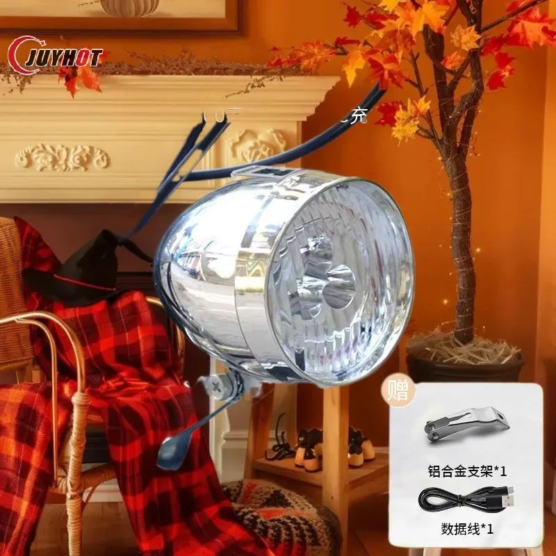 

3 LED Retro Bicycle Headlight 3 Light Modes Front Light Type-C Charging Vintage Classic Bikes HeadLamp Cycling Accessories